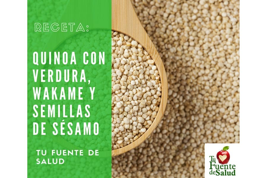 Receta quinoa con verdura, wakame y semillas de sésamo